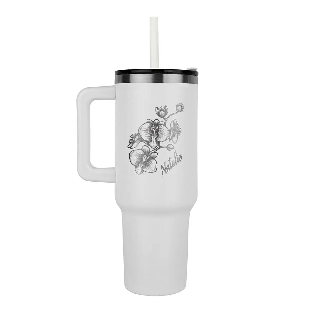 Personalized Flower Tumbler With Handle