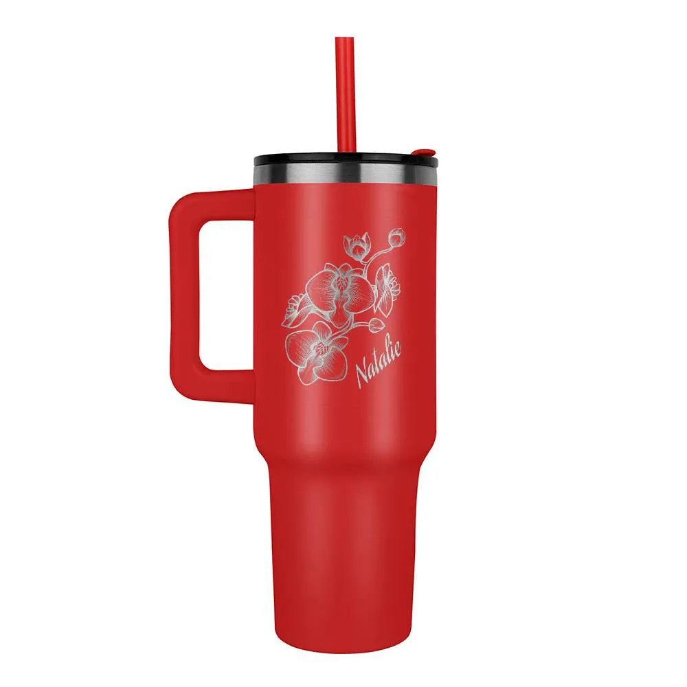 Personalized Flower Tumbler With Handle