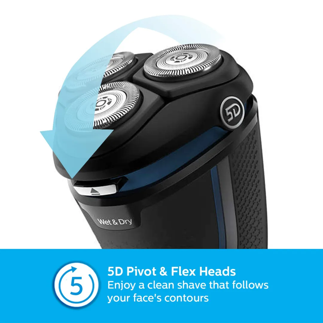 Philips S3122/55 Cordless Electric Shaver, 5D Pivot & Flex Heads, 27 Comfort Cut Blades, Fast Charge, Up to 55 Min of Shaving