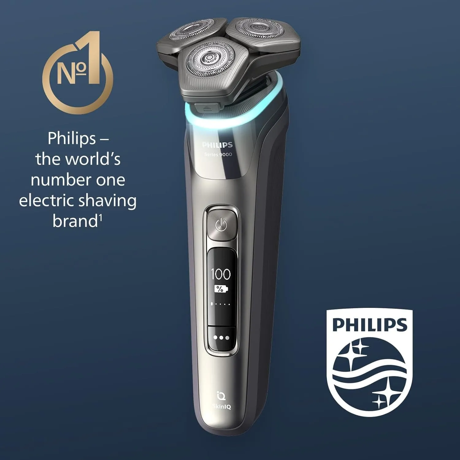 Philips UK Kitchen and Home Shaver Series 9000 with Skin IQ Technology, Wet & Dry Electric Shaver with Pressure Guard Sensor, Dual Steel Precision Blades on 360-D Flexing heads, S9987/55