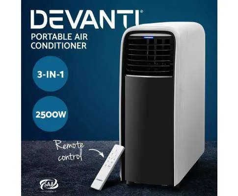 Portable Air Conditioner Cooling Mobile Fan Cooler Dehumidifier White 2500W