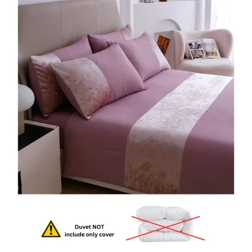 Premium 6 Pieces King Size Duvet Cover with Velvet Decor, Dusty Purple.