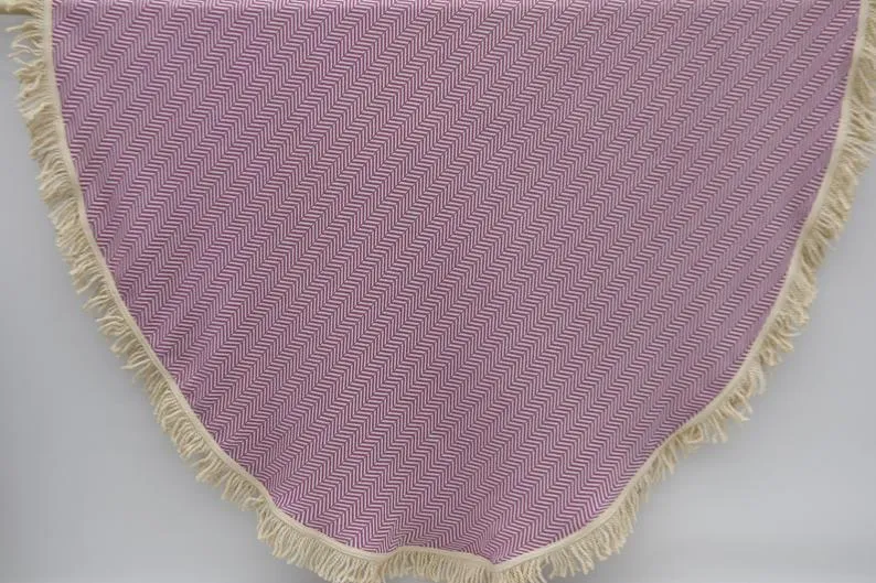 Purple 100% Cotton Round Beach Towel