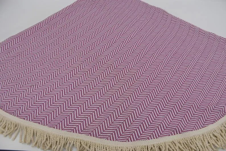 Purple 100% Cotton Round Beach Towel