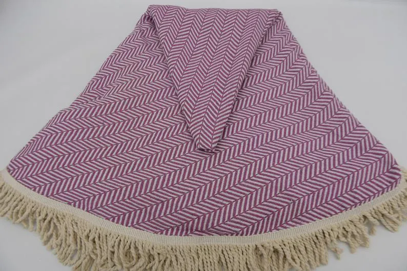 Purple 100% Cotton Round Beach Towel