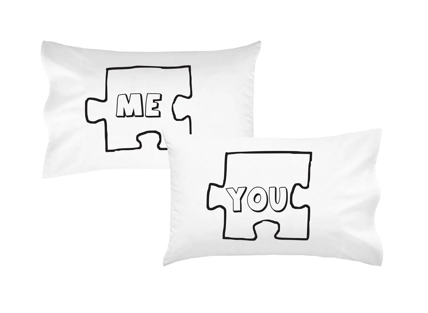 Puzzle Piece Couples Pillowcases (2 Standard/Queen Pillowcases)