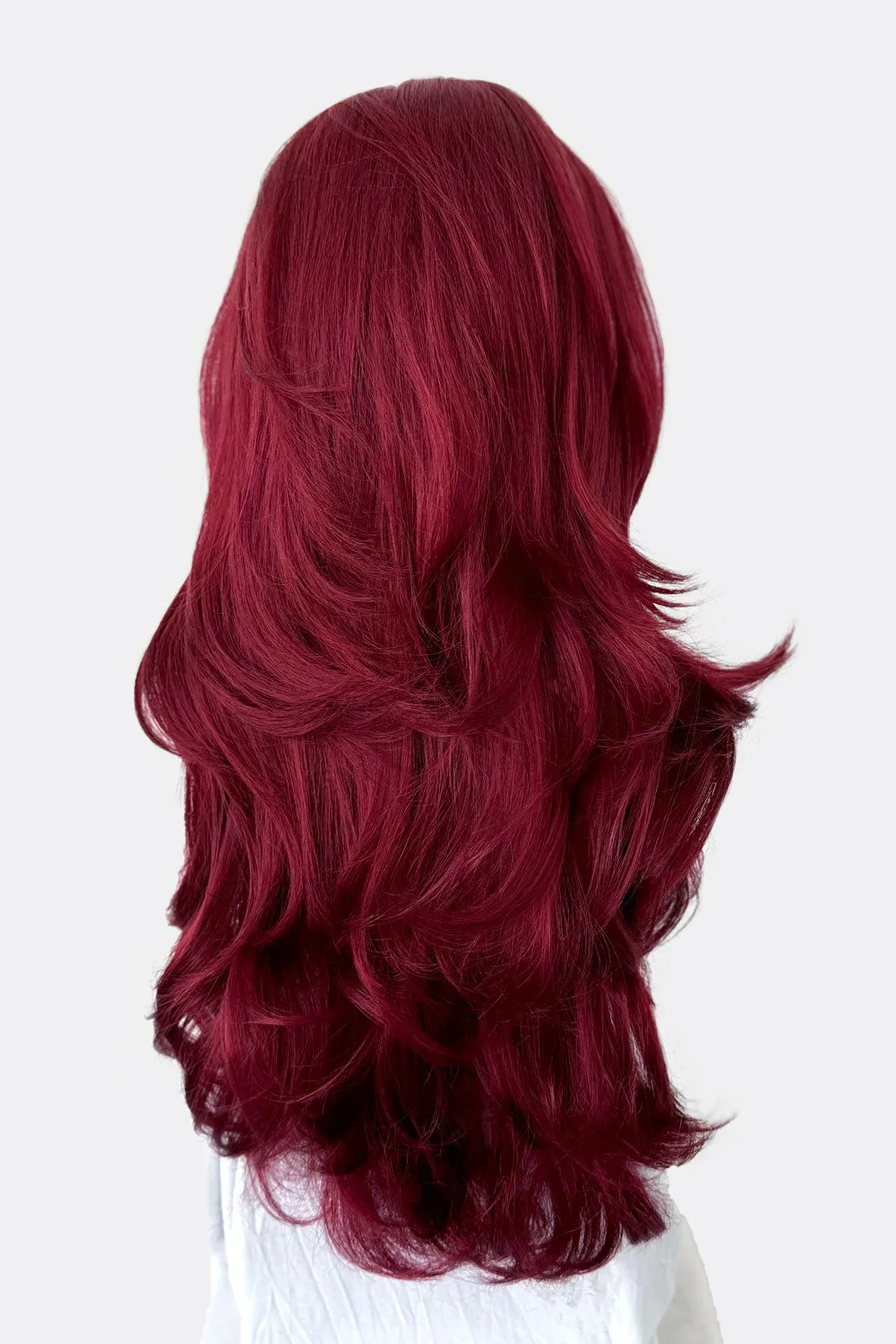 Red half wig hairpiece extension (3/4 wig), wavy: Ariel