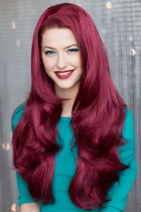 Red half wig hairpiece extension (3/4 wig), wavy: Ariel