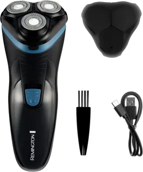 Remington Men's Electric Rotary Shaver R1000 - Dry Shave, 30-Min Runtime, Pop-Up Trimmer, Flexing Blades, USB-C, Cordless, Global Voltage