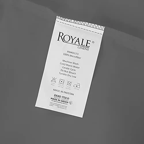 Royale Linen 6 Pack Flat Sheet Set - Top Sheet - Soft & Breathable - Brushed 1800 Microfiber - Wrinkle & Stain Resistant - Hotel Quality - California King Flat Sheet Sold Separately (Cal King, Grey)