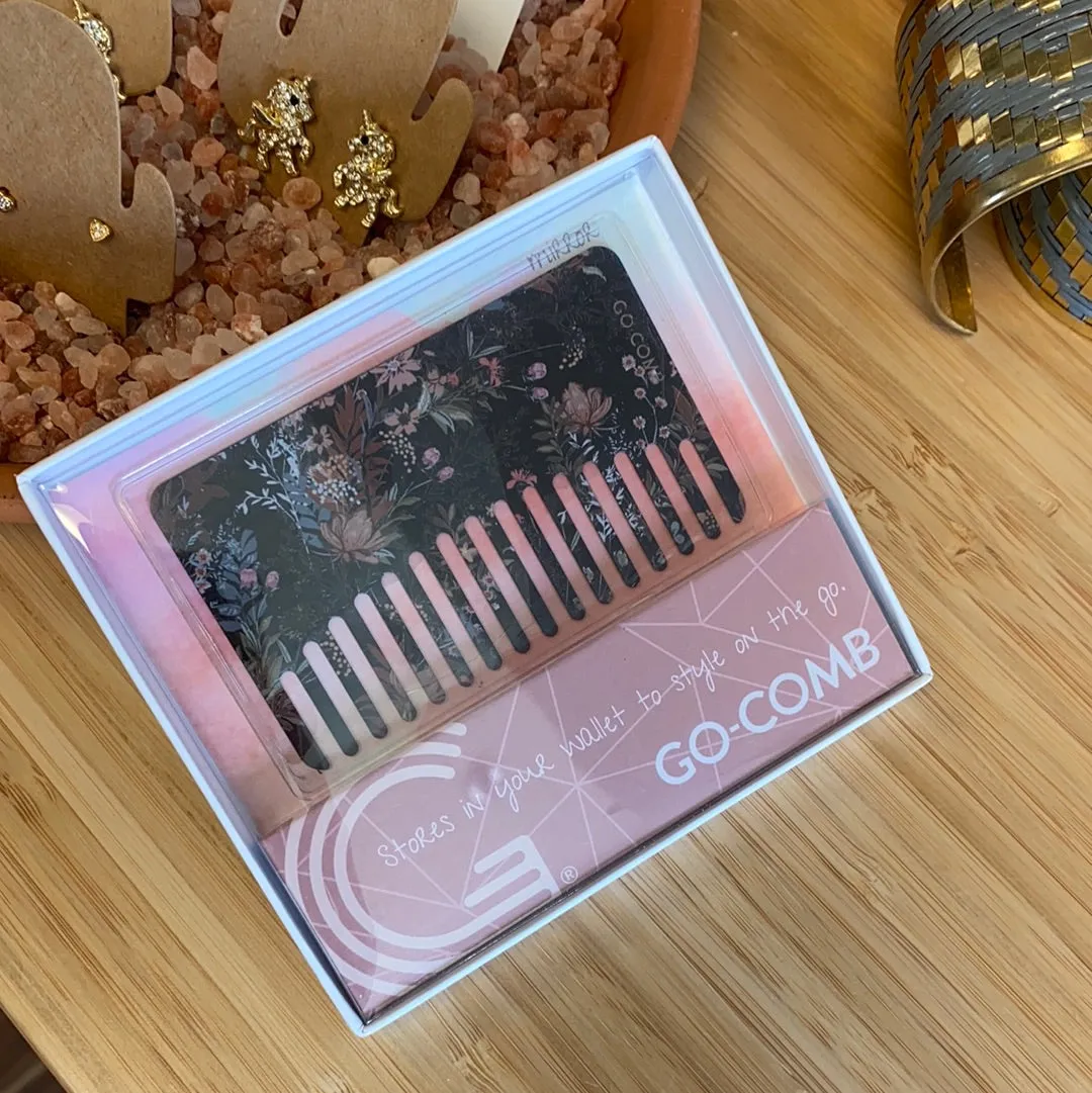 Rustic Floral Mirror Go-Comb | Metal Wallet-Sized Comb