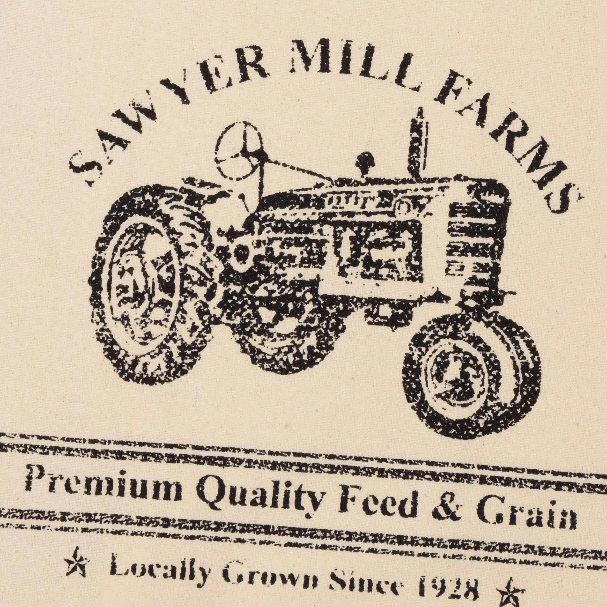 Sawyer Mill Charcoal Tractor Muslin Unbleached Natural Tea Towel 19x28