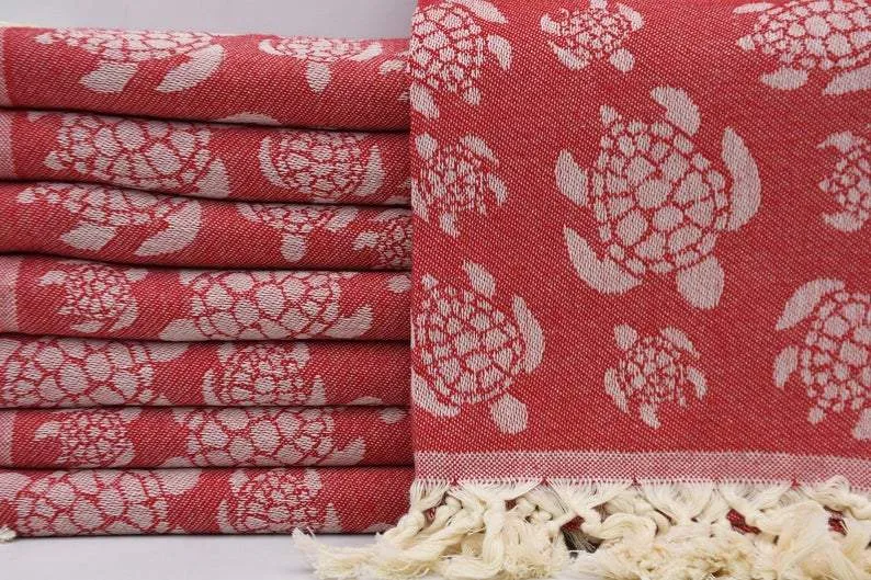 Sea Turtle Red 100% Cotton Towel