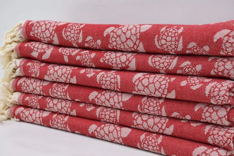 Sea Turtle Red 100% Cotton Towel