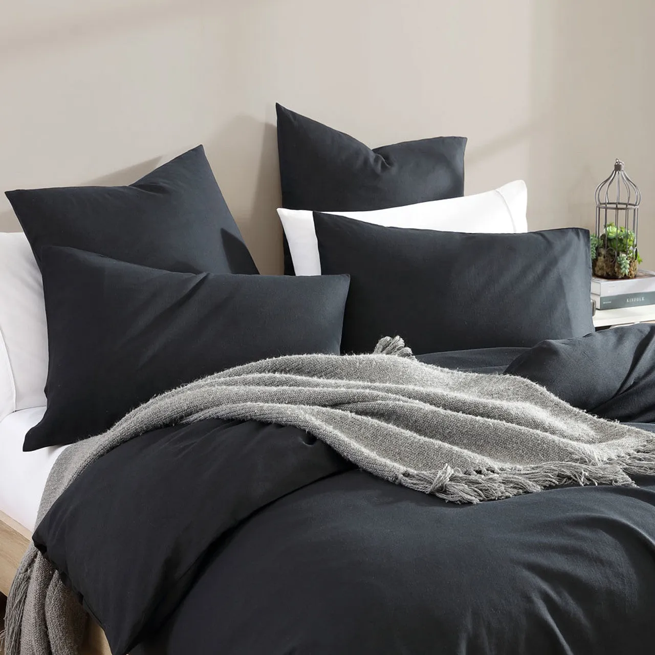 Serene Charcoal European Pillowcase by Logan and Mason Platinum