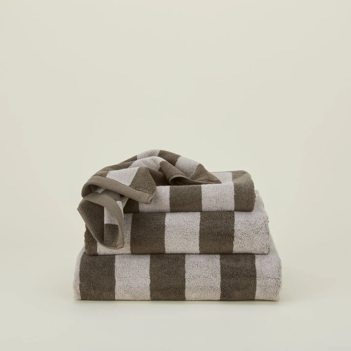 Simple Striped Terry Towel - Light Grey/Dark Grey