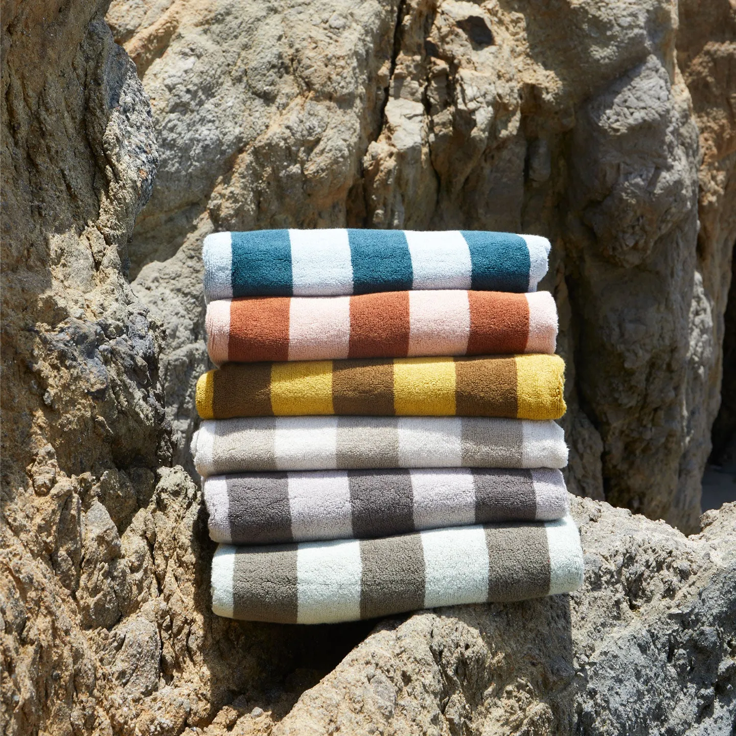 Simple Striped Terry Towel - Light Grey/Dark Grey