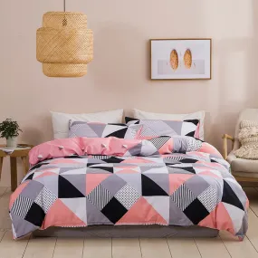 Simple Urban Geometric Plaid Printing Quilt Cover Threepiece Set