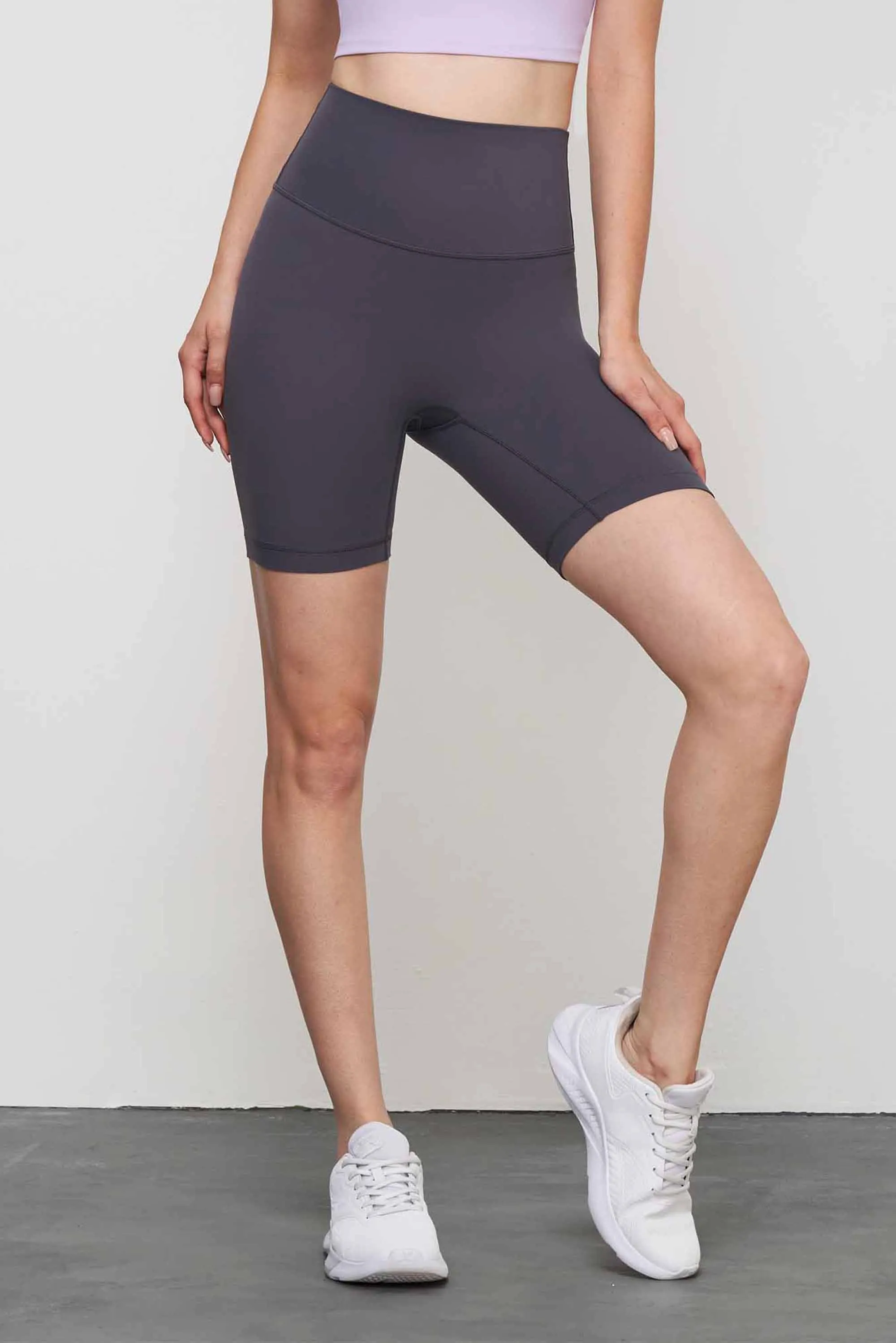 SK1560-NUF No Size Yoga Shorts Women's Lycra Nude No T Line fitness three-quarter pants High spring tight yoga cycling pants