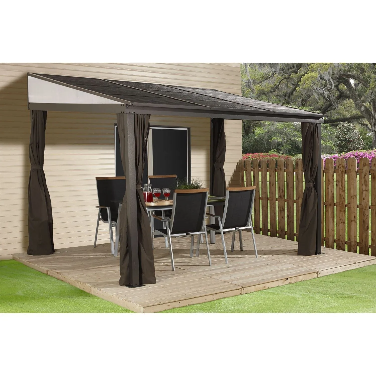 Sojag | Portland Wall Gazebo 10'x16' - Brown