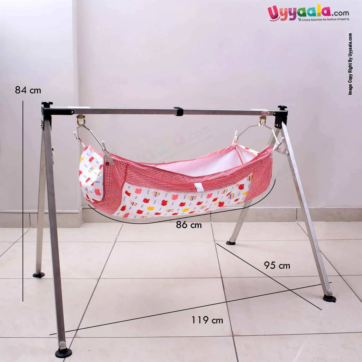 SS Baby Cradle Swing With Cotton Hammock Having Mosquito Net for New Born Baby