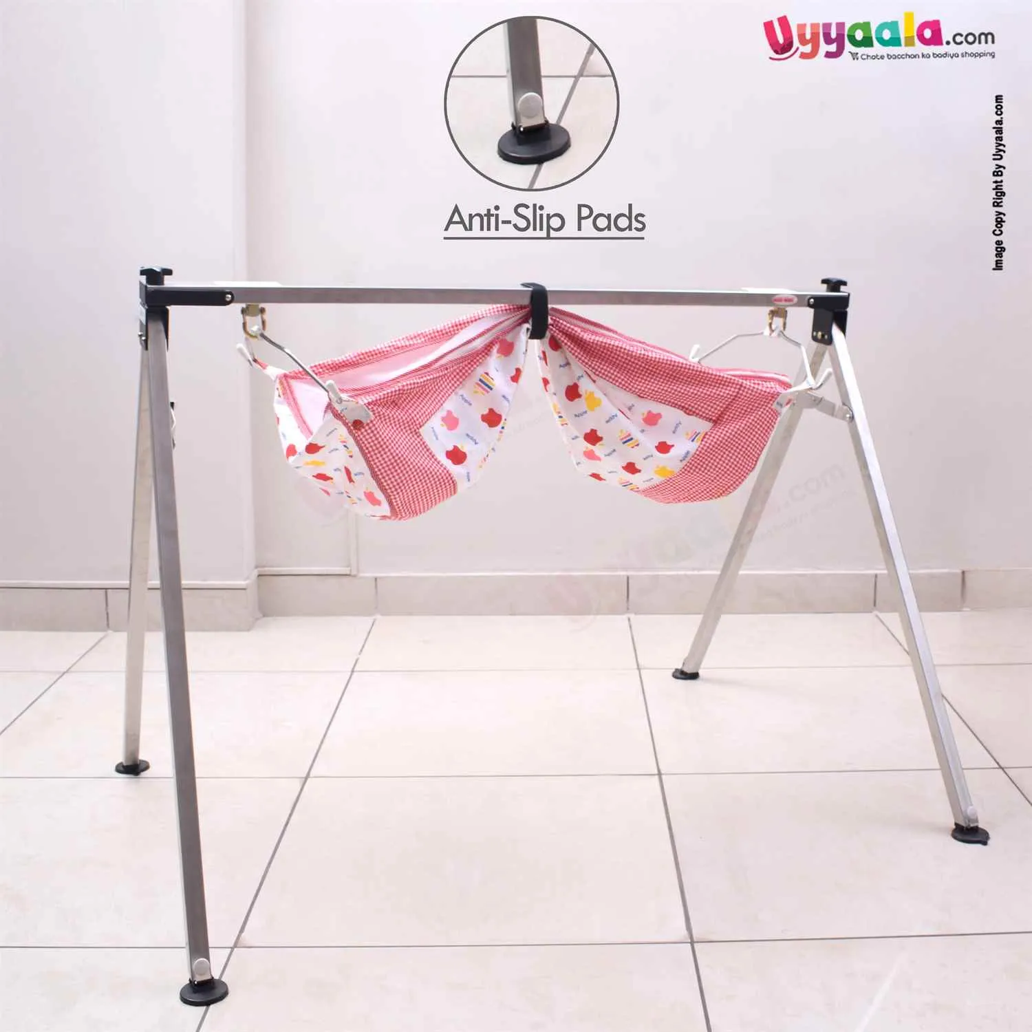 SS Baby Cradle Swing With Cotton Hammock Having Mosquito Net for New Born Baby