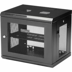 StarTech.com 2-Post 9U Wall Mount Network Cabinet, 19" Wall-Mounted Server Rack for Data / IT Equipment, Small Lockable Rack Enclosure