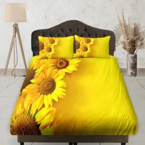 Sunflower Yellow Fitted Sheet Deep Pocket, Floral Prints, Aesthetic Boho Bedding Set Full, Summer Dorm Bedding, Crib Sheet, King, Queen