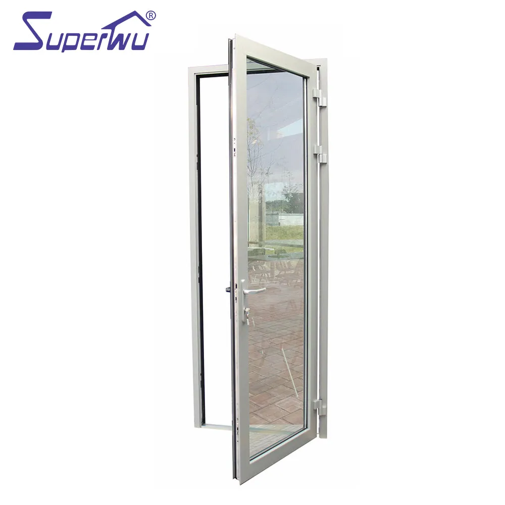 Superwu China suppliers aluminum double glazing casement door with mosquito net