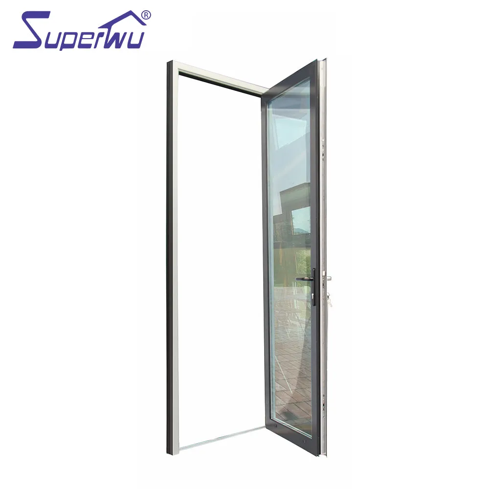 Superwu China suppliers aluminum double glazing casement door with mosquito net