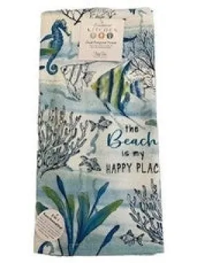 T Towel  The beach is my Happy Place Fish   Dual Purpose Towel R7400