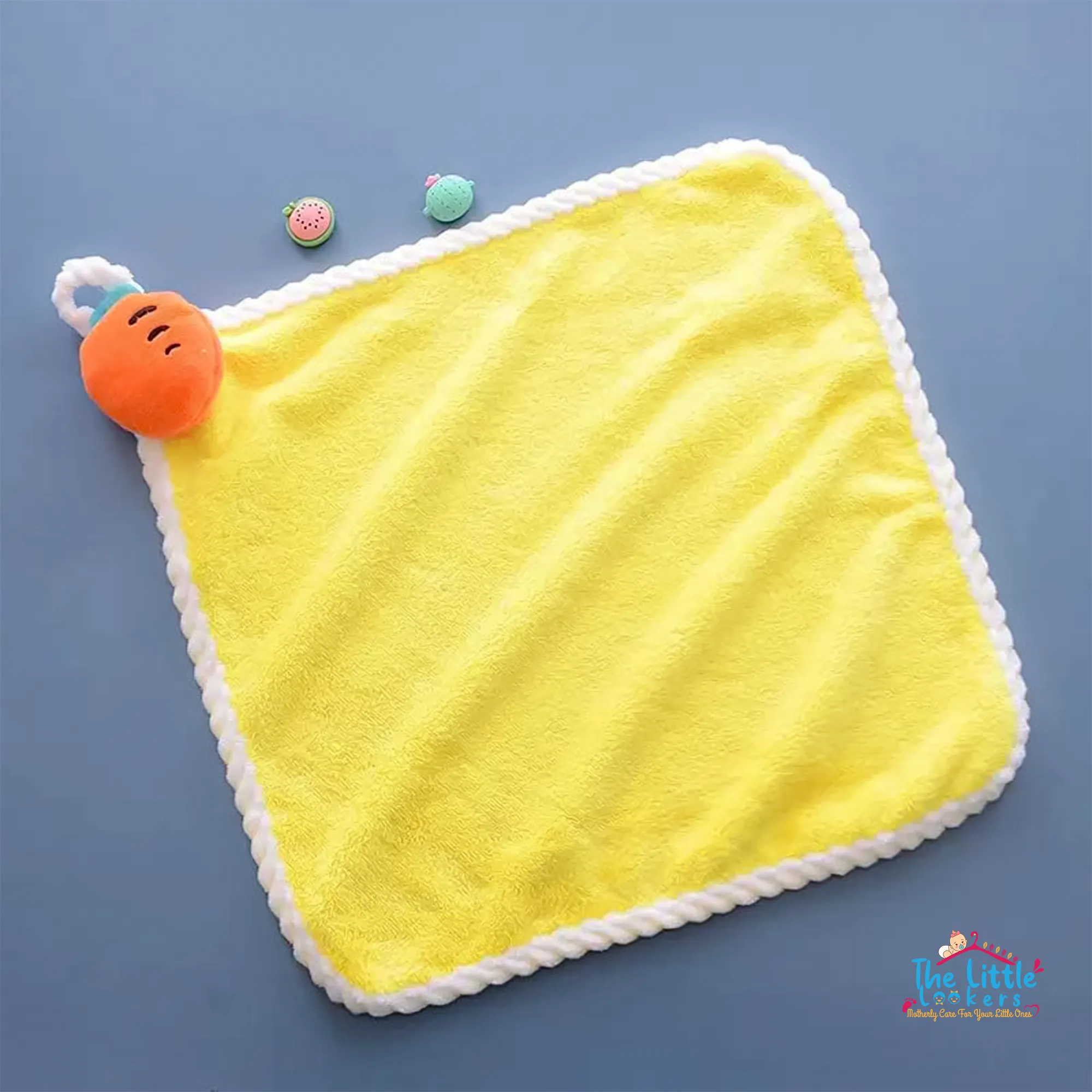 The Little Lookers Cute Microfiber Baby Washcloth for Newborns I Kids Hand Towel I Quick Dry I Super Absorbent, Super Soft Attached Soft Toy Washclothes for Infants, Babies, Toddlers (Pack of 4)