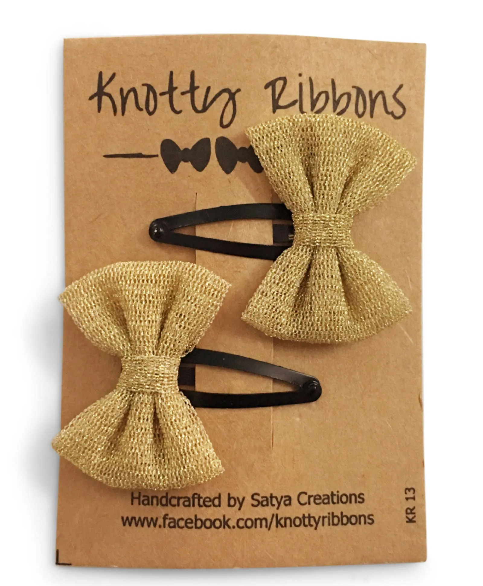 Tiny Net Bow Hair Clip - Golden