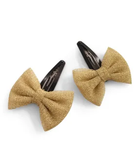 Tiny Net Bow Hair Clip - Golden