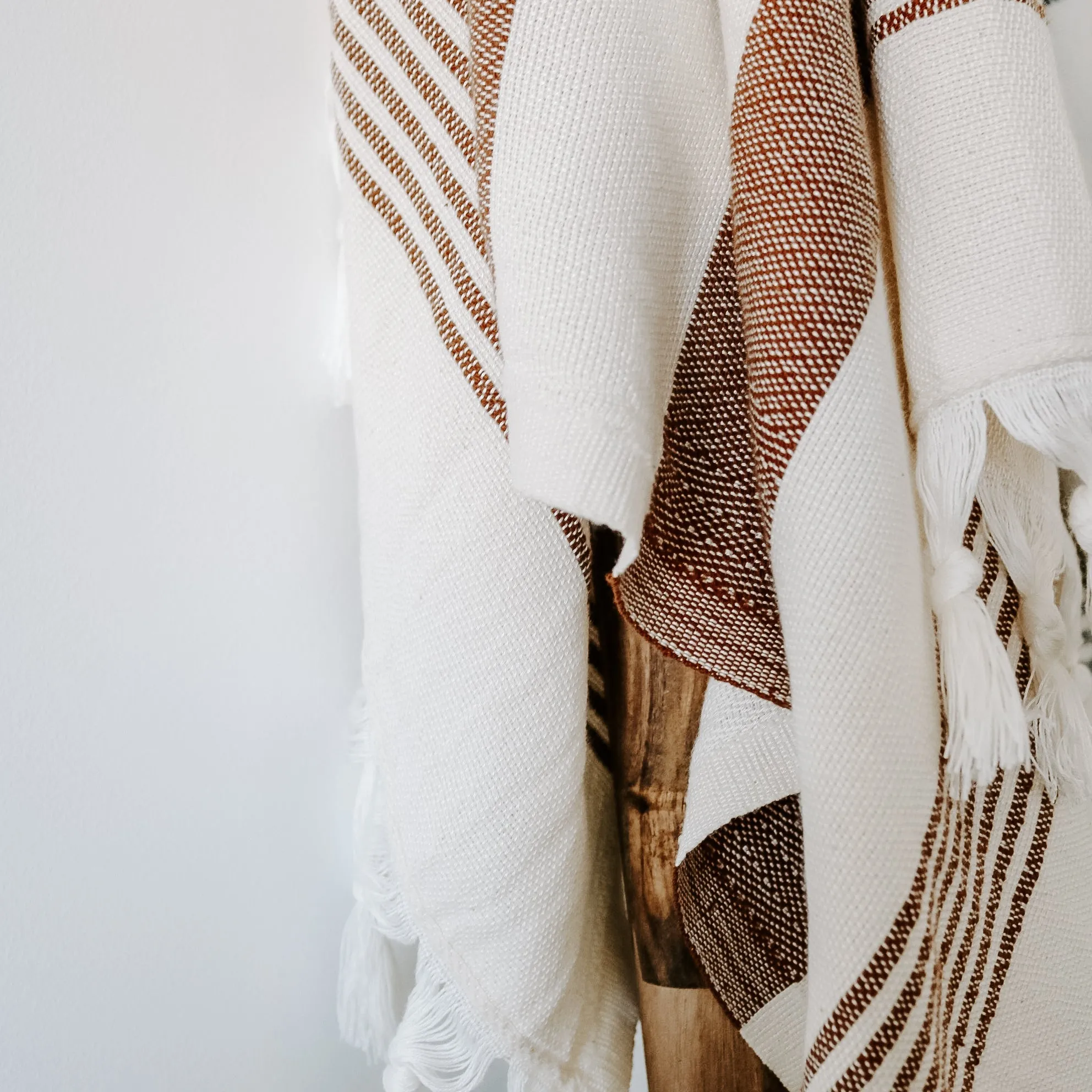 Turkish Cotton   Bamboo Hand Towel - Neutral Stripes