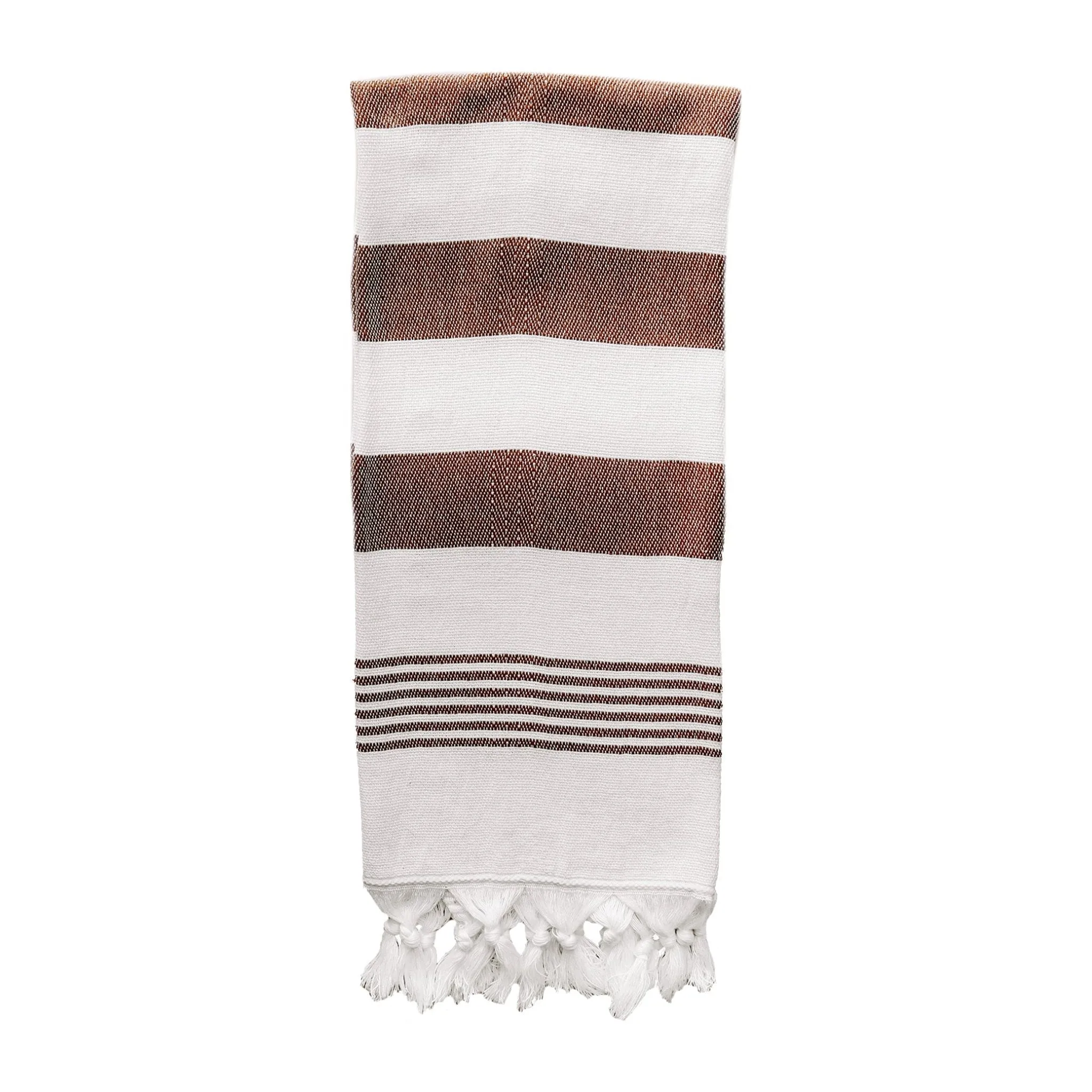 Turkish Cotton   Bamboo Hand Towel - Neutral Stripes