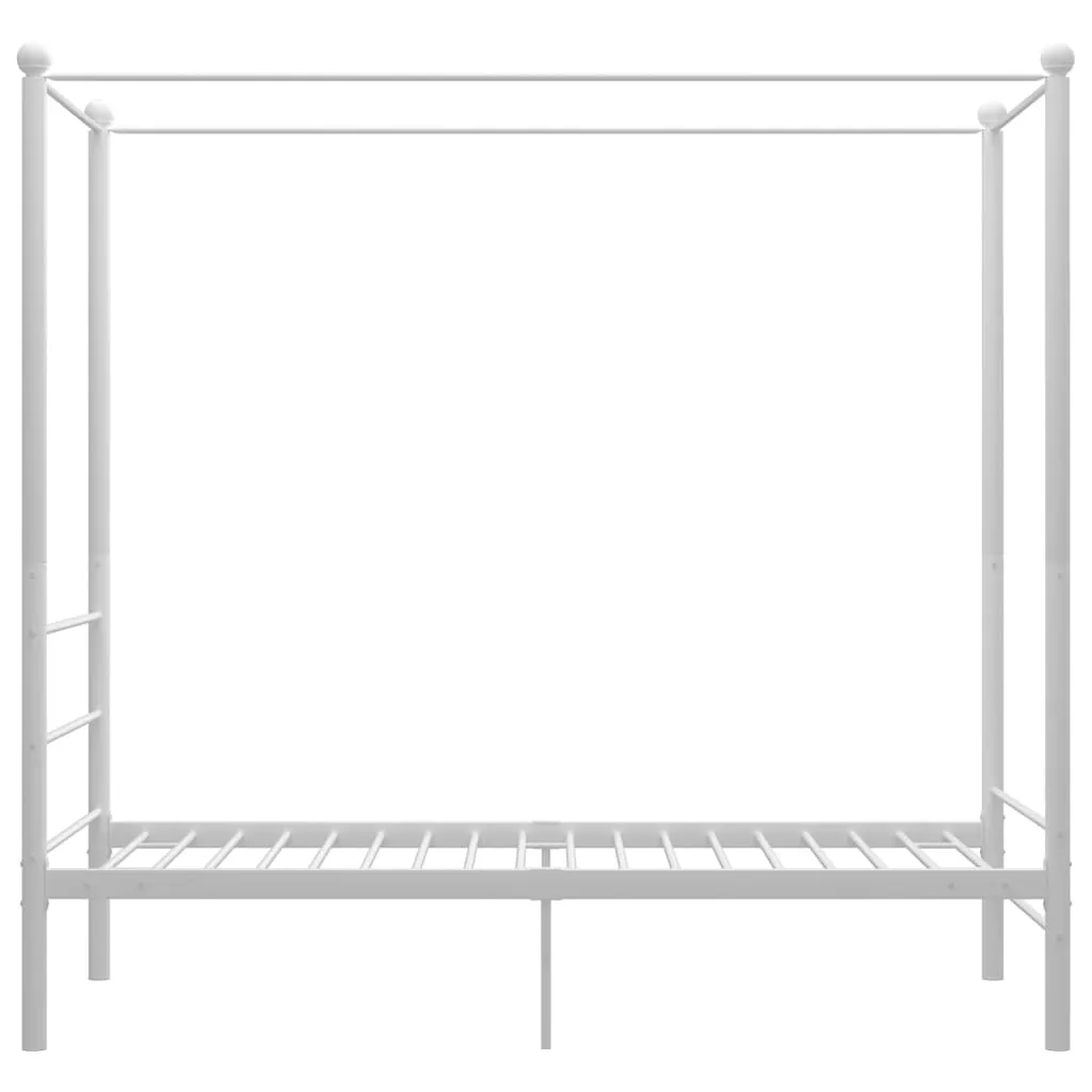 vidaXL Canopy Bed Frame without Mattress White Metal 90x200 cm