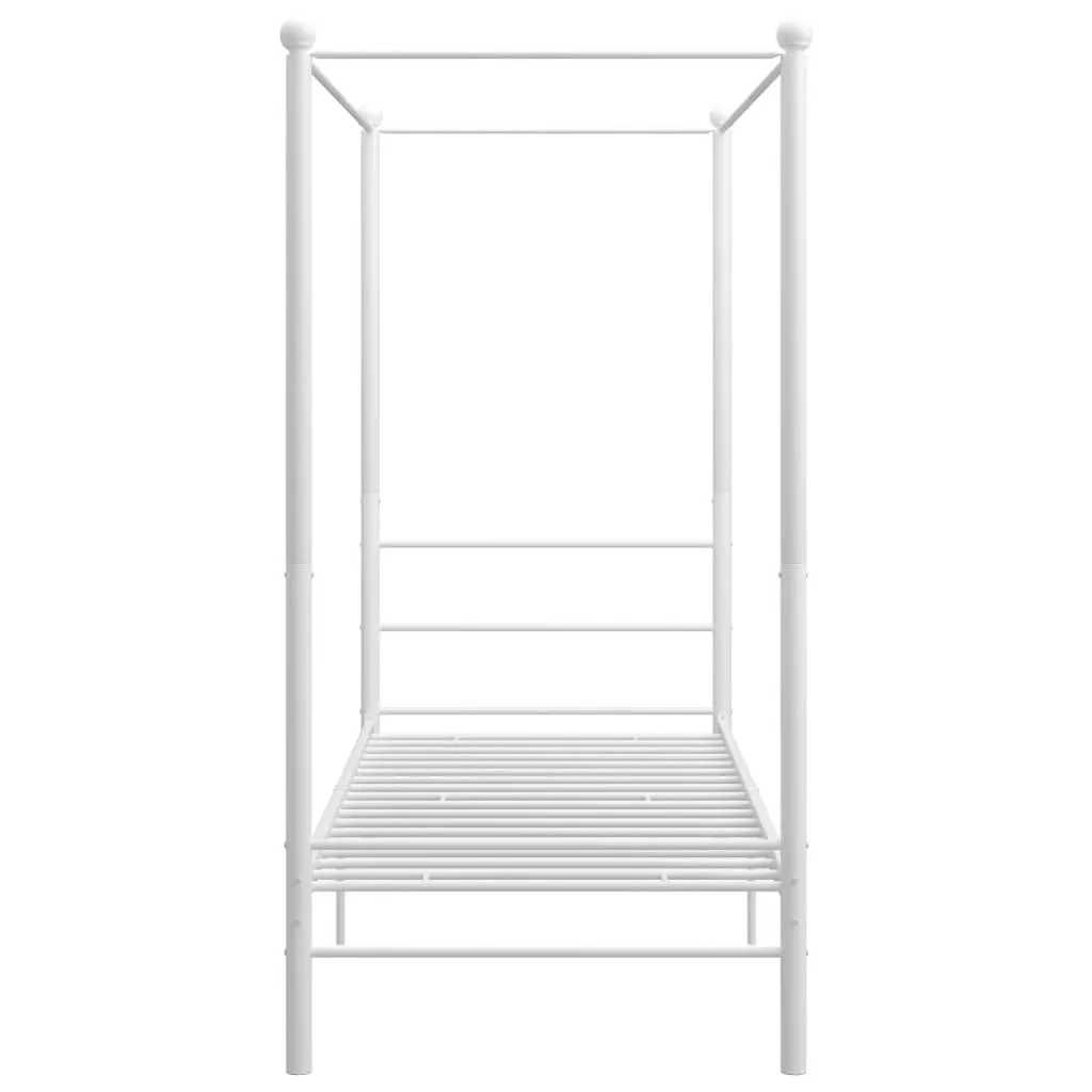 vidaXL Canopy Bed Frame without Mattress White Metal 90x200 cm