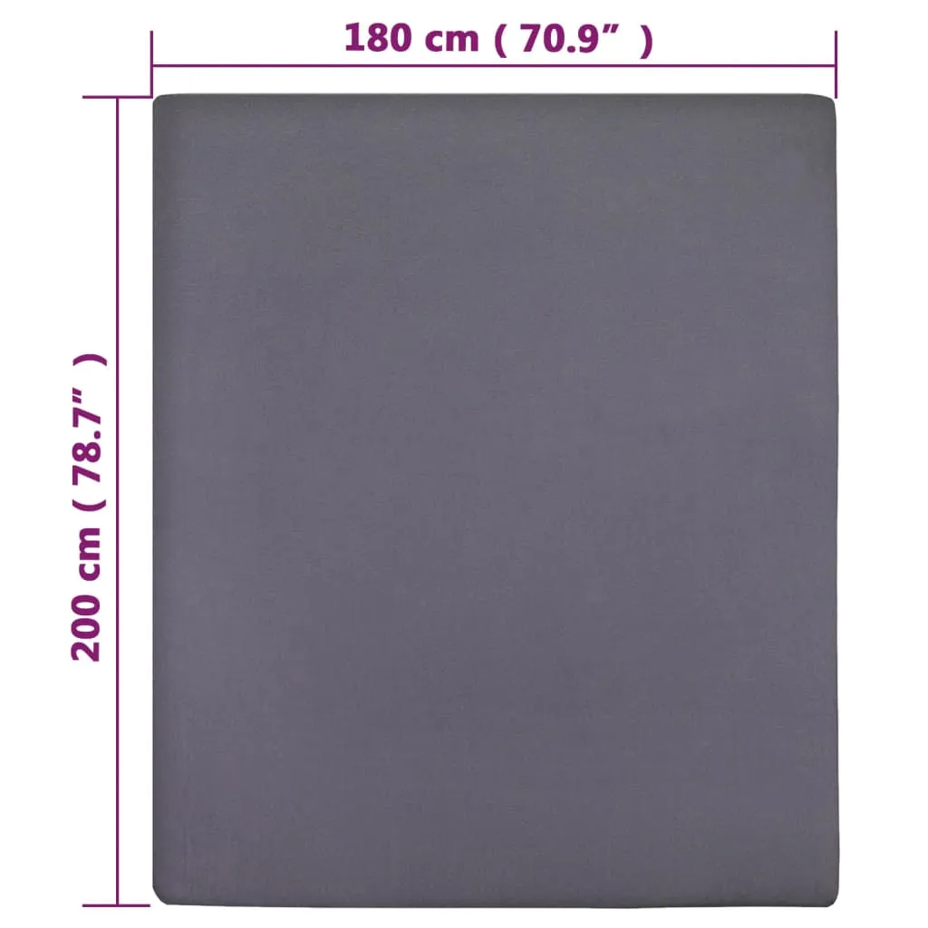 vidaXL Jersey Fitted Sheet Anthracite 180x200 cm Cotton