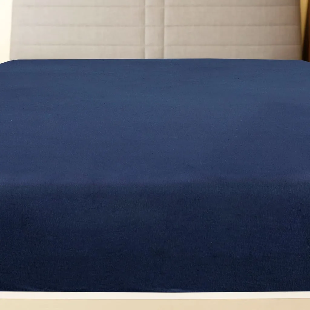 vidaXL Jersey Fitted Sheet Navy Blue 140x200 cm Cotton