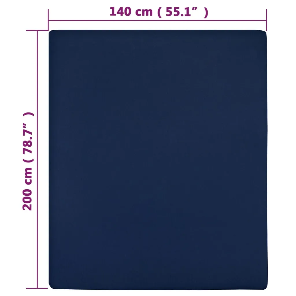 vidaXL Jersey Fitted Sheet Navy Blue 140x200 cm Cotton