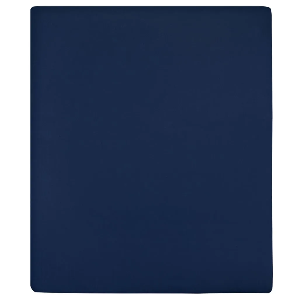 vidaXL Jersey Fitted Sheet Navy Blue 140x200 cm Cotton