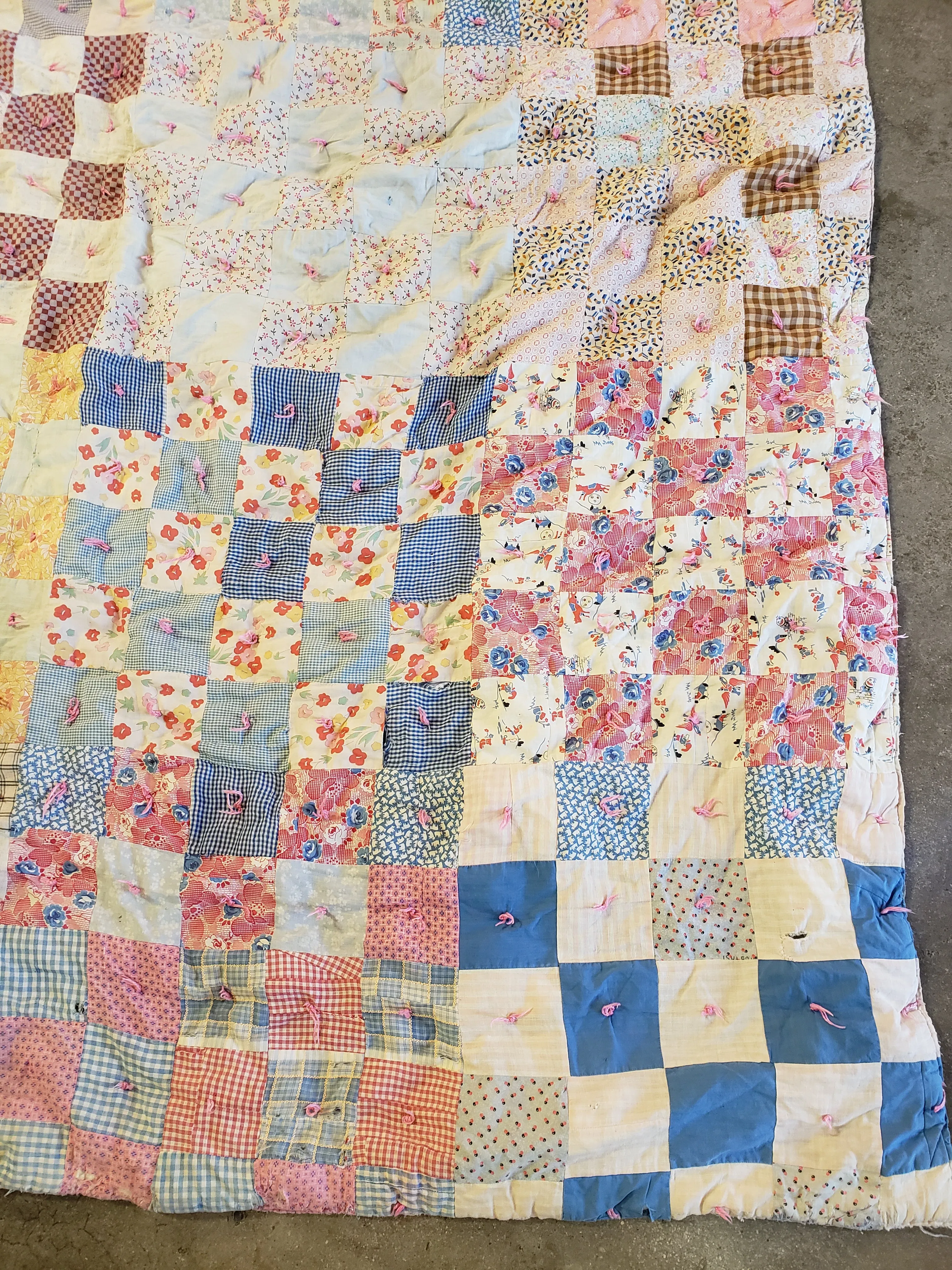 Vintage Quilt made from feed sack material