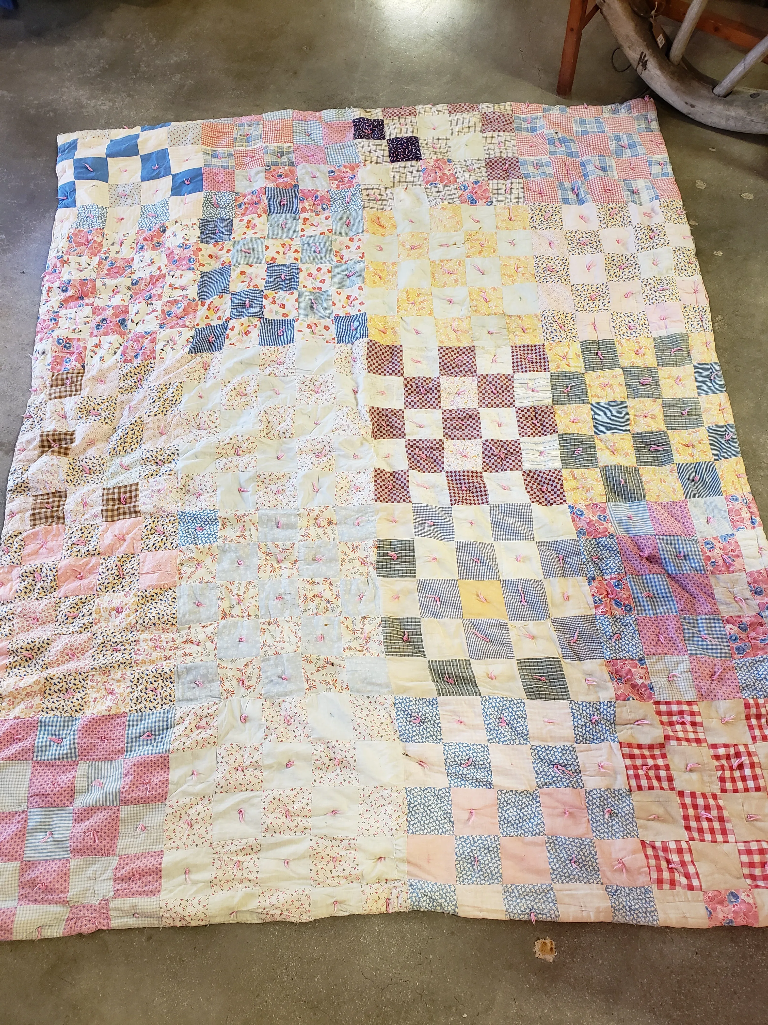 Vintage Quilt made from feed sack material