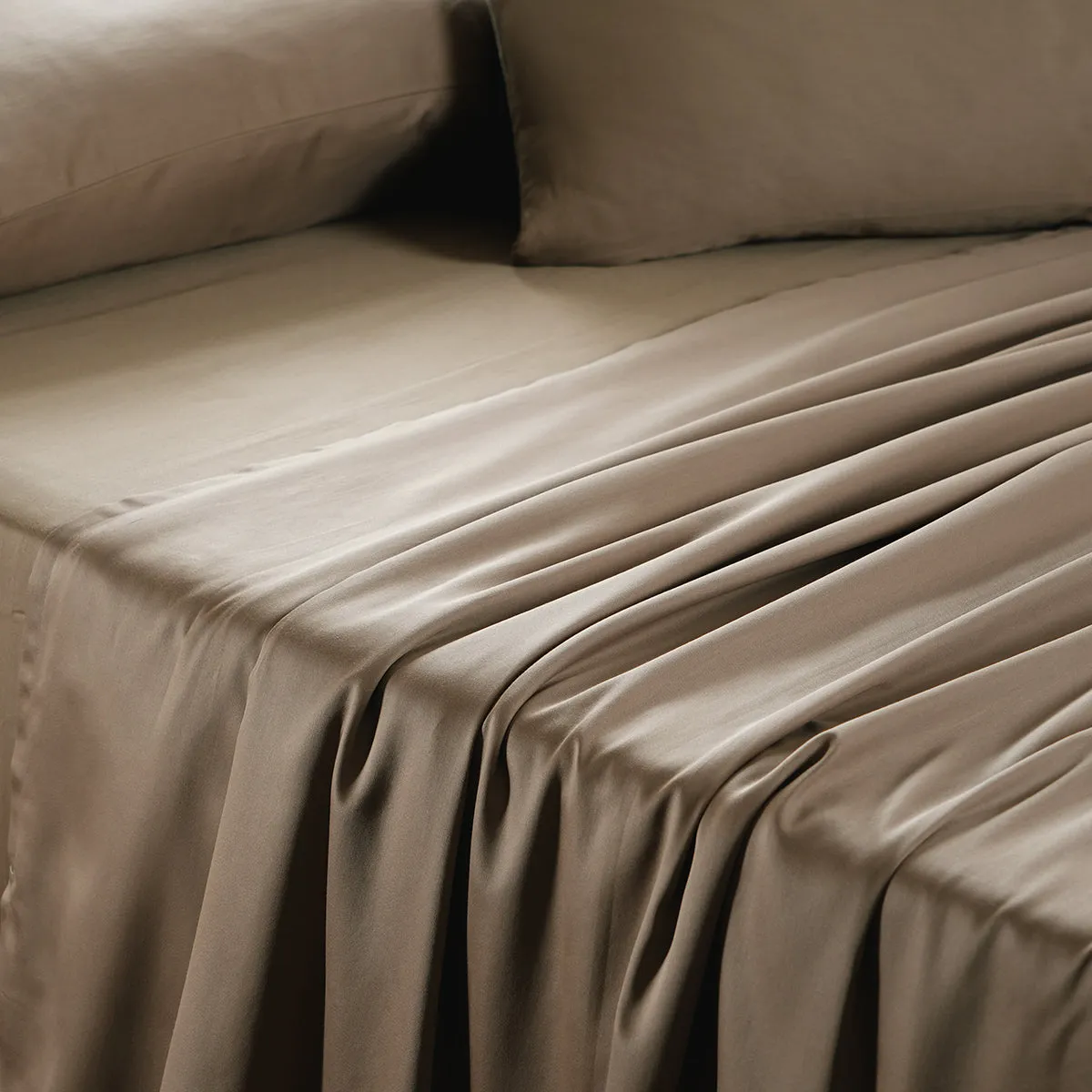 Viola Plain 100% Cotton Sateen Simply Taupe Bed Sheet