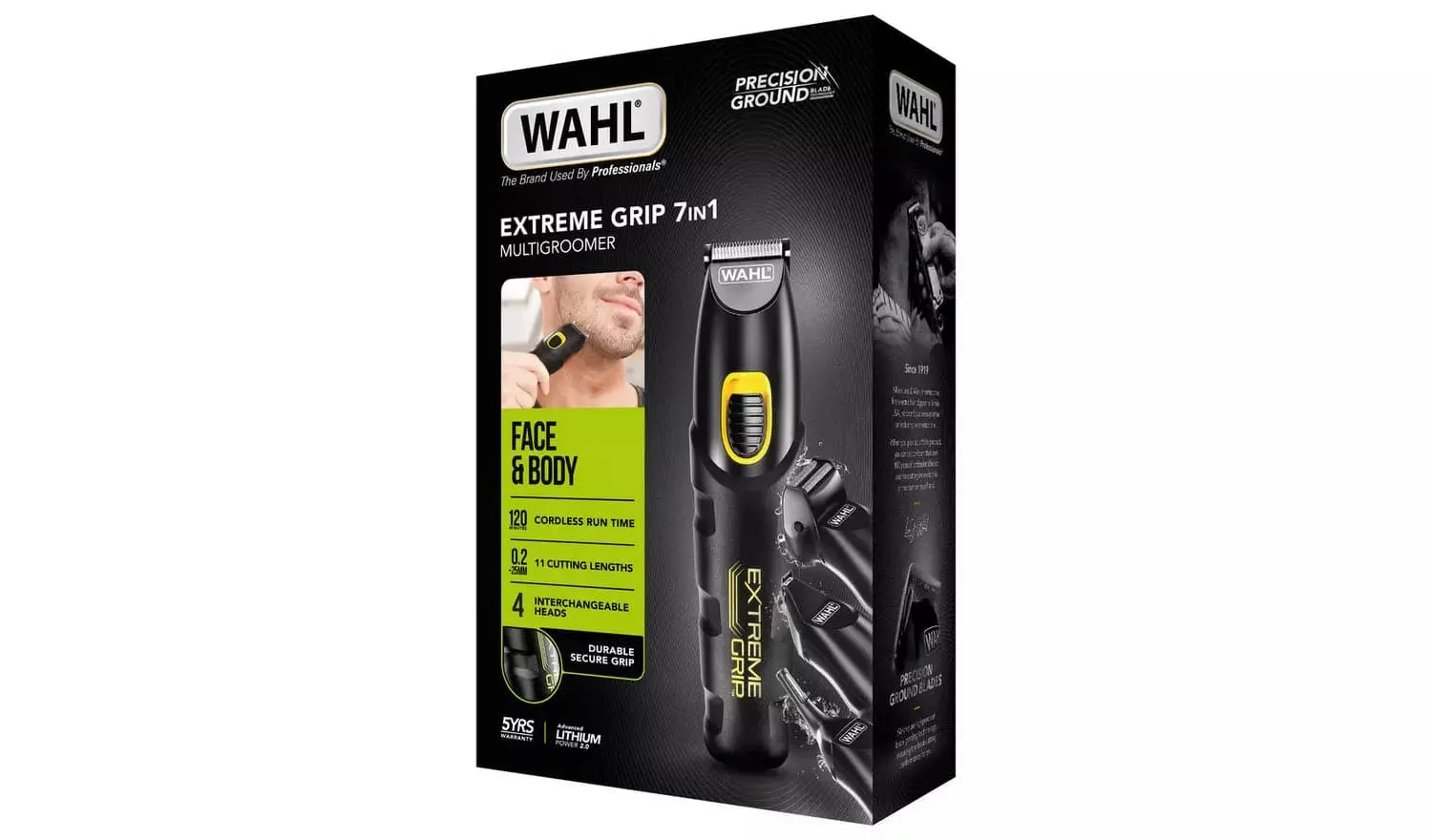 Wahl Extreme Grip 7 in 1 Multigroomer, Beard Trimmer for Men, Nose Hair Trimmer, Men’s Stubble Trimmers, Body Shaver, Male Grooming Set, Body Trimming, Grooming Set- Black