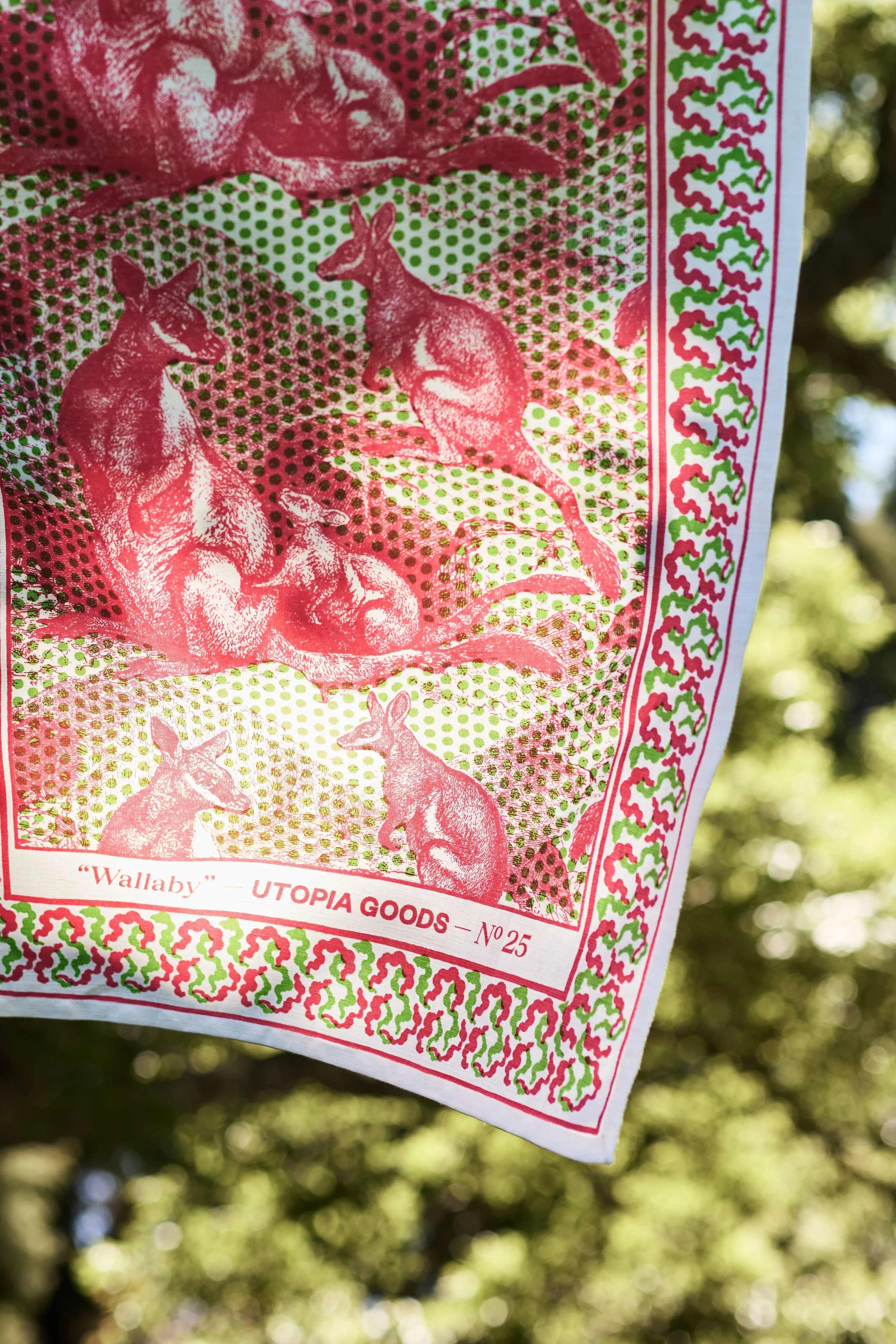 Wallaby Pink & Green Teatowel No. 25