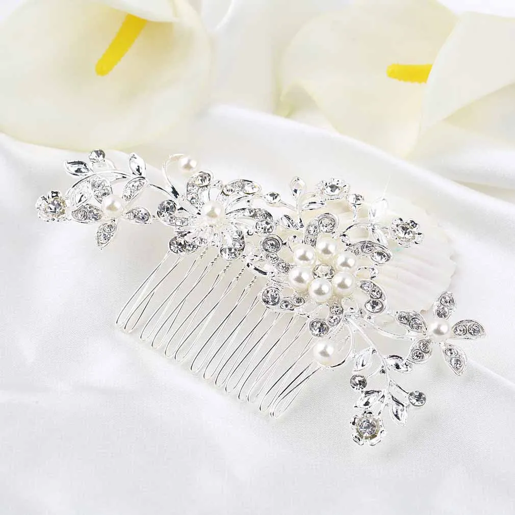 Wedding Bridal Pearl Hair Pins Flower Crystal Hair Clips Bridesmaid Jewelry