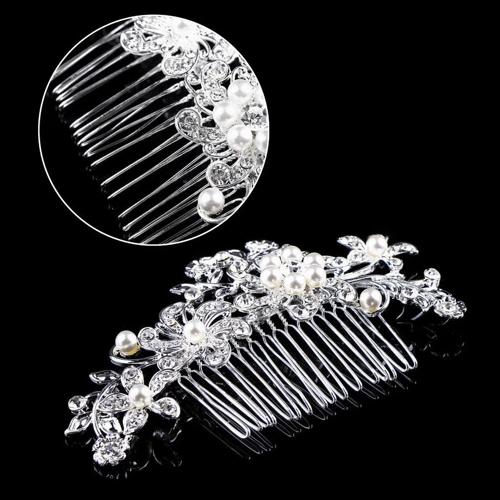 Wedding Bridal Pearl Hair Pins Flower Crystal Hair Clips Bridesmaid Jewelry