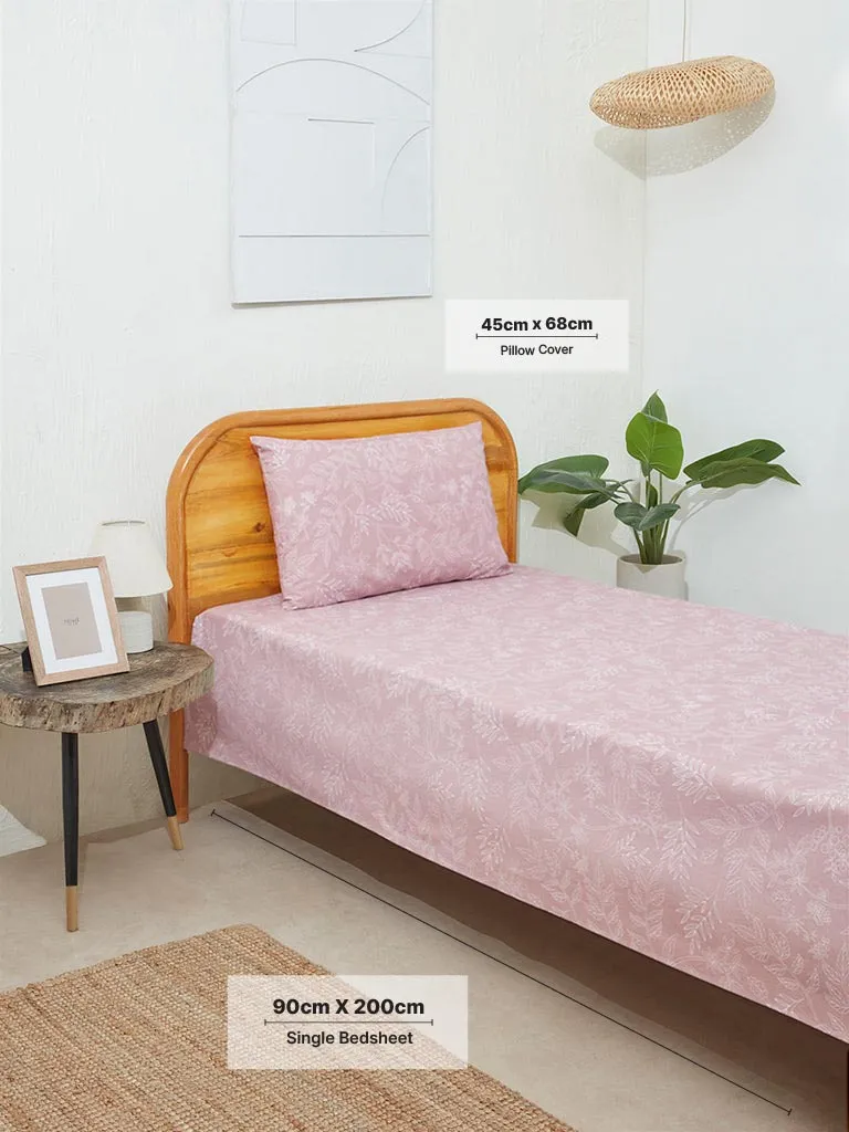 Westside Home Dusty Pink Single Bed Flat Sheet and Pillowcase Set